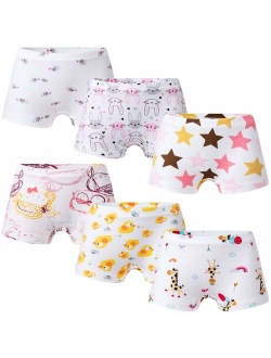 Growth Pal Girls' Panties Boyshort Briefs 6 Pack Soft 100% Cotton Underwear Toddler Undies