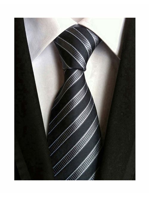 Secdtie Men's Classic Stripe Jacquard Woven Silk Tie Formal Party Suit Necktie