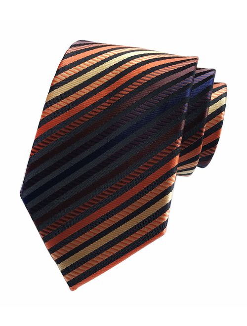 Secdtie Men's Classic Stripe Jacquard Woven Silk Tie Formal Party Suit Necktie