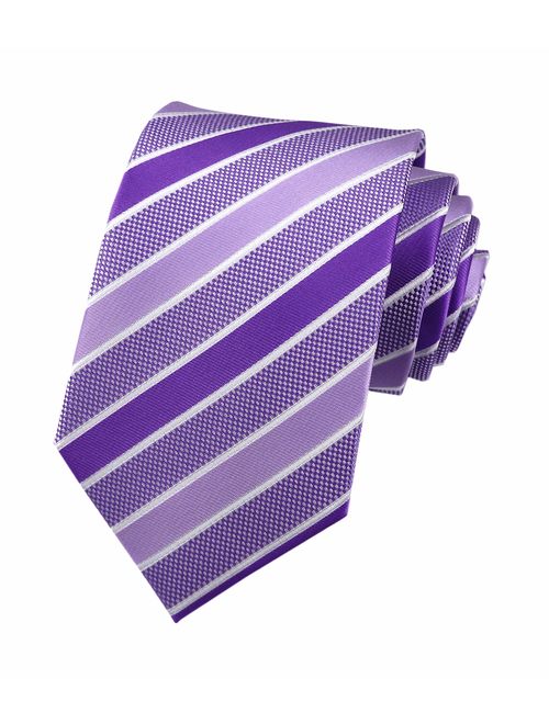 Secdtie Men's Classic Stripe Jacquard Woven Silk Tie Formal Party Suit Necktie