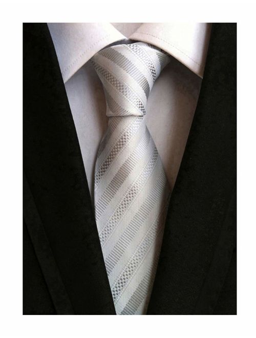 Secdtie Men's Classic Stripe Jacquard Woven Silk Tie Formal Party Suit Necktie