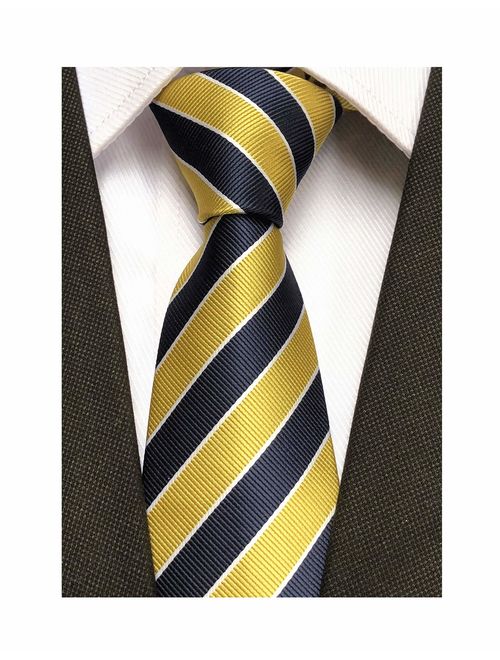 Secdtie Men's Classic Stripe Jacquard Woven Silk Tie Formal Party Suit Necktie