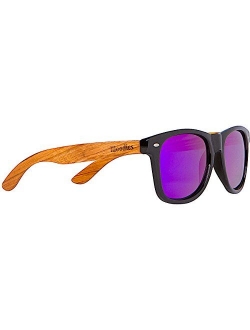 WOODIES Polarized Zebra Wood Sunglasses for Men and Women | Blue Polarized Lenses and Real Wooden Frame | 100% UVA/UVB Ray Protection