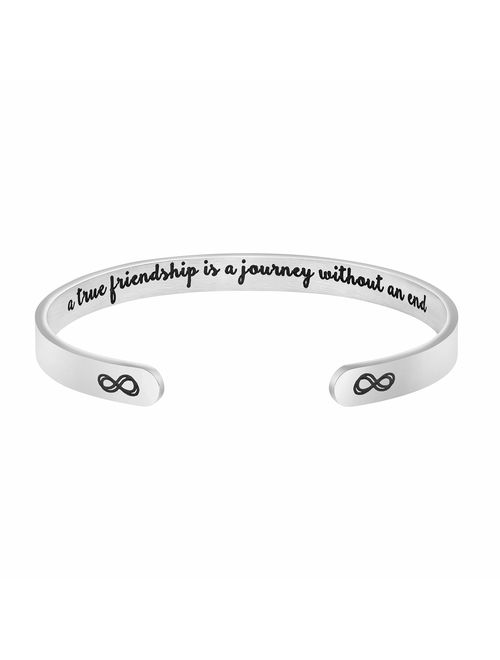 Joycuff Inspirational Bracelets for Women Personalized Gift for Her Engraved Mantra Cuff Bangle Crown Birthday Jewelry