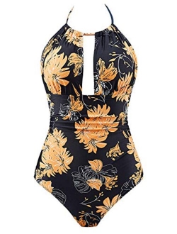 B2prity Women One Piece Swimsuit Tummy Control Swimwear V Neck Bathing Suit