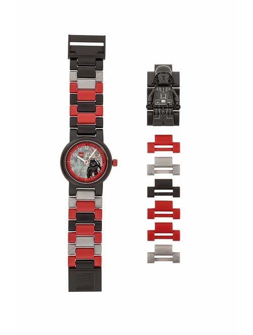 LEGO Star Wars 8020301 Darth Vader Kids Buildable Watch with Link Bracelet and Minifigure | black/red | plastic | 25mm case diameter| analog quartz | boy girl | official