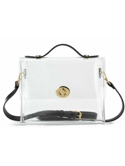 HOXIS Clear Bag with Turn Lock Closure Women's Cross Body Handbags Stadium Approved