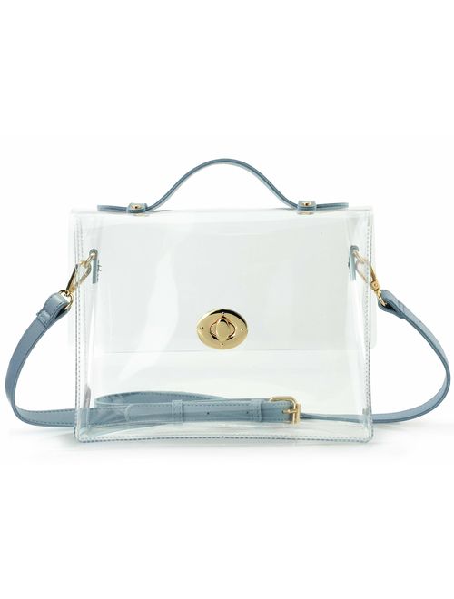 HOXIS Clear Bag with Turn Lock Closure Women's Cross Body Handbags Stadium Approved