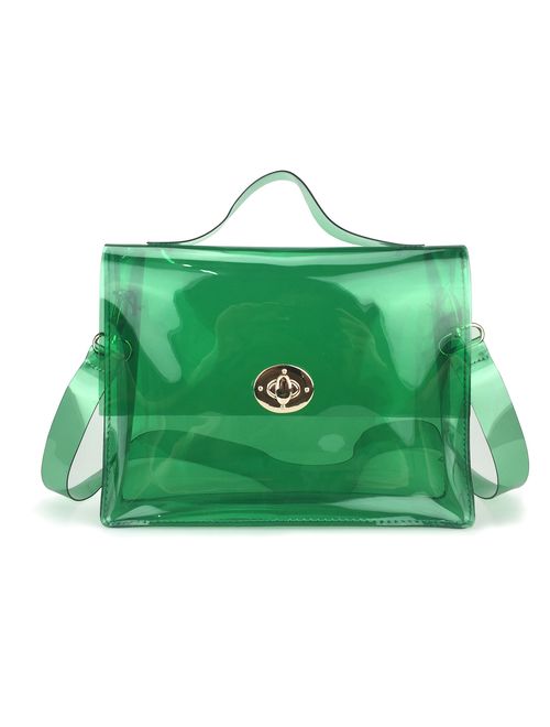 HOXIS Clear Bag with Turn Lock Closure Women's Cross Body Handbags Stadium Approved