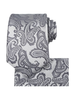 KissTies Mens Tie Set: Paisley Necktie + Pocket Square Hanky + Gift Box