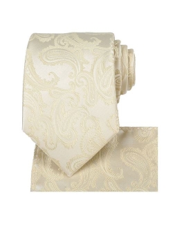 KissTies Mens Tie Set: Paisley Necktie + Pocket Square Hanky + Gift Box