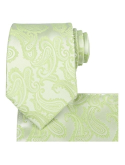 KissTies Mens Tie Set: Paisley Necktie + Pocket Square Hanky + Gift Box