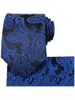 KissTies Mens Tie Set: Paisley Necktie + Pocket Square Hanky + Gift Box