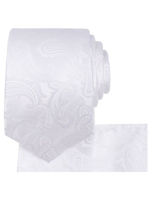 KissTies Mens Tie Set: Paisley Necktie + Pocket Square Hanky + Gift Box