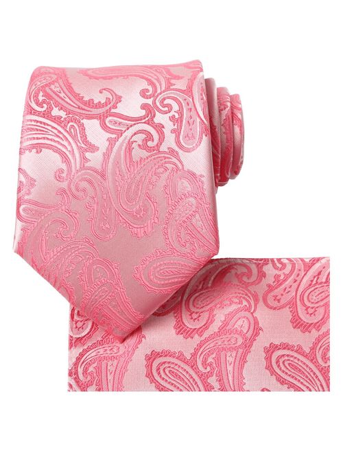 KissTies Mens Tie Set: Paisley Necktie + Pocket Square Hanky + Gift Box