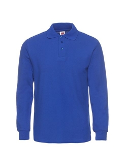 NeedBo Men's Long Sleeve Casual Solid Golf Polo Shirt