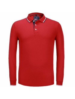 NeedBo Men's Long Sleeve Casual Solid Golf Polo Shirt