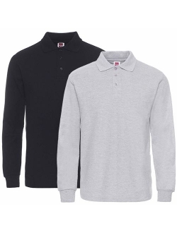 NeedBo Men's Long Sleeve Casual Solid Golf Polo Shirt