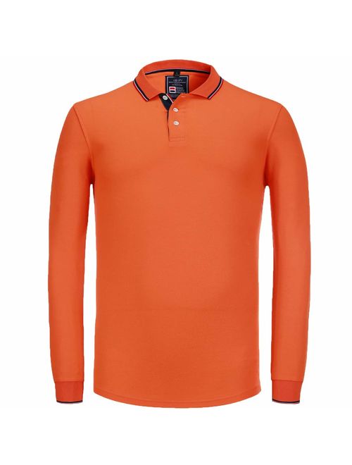 NeedBo Men's Long Sleeve Casual Solid Golf Polo Shirt