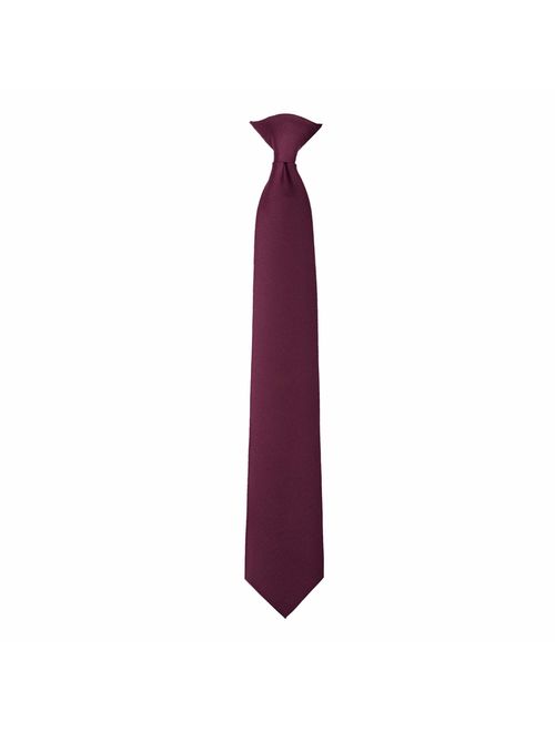 Jacob Alexander Uniform Solid Clip-On Tie with Buttonholes