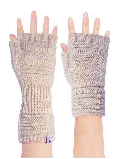 Dahlia Women's Knit Fingerless Gloves; Hand, Wrist, and Arm Warmers