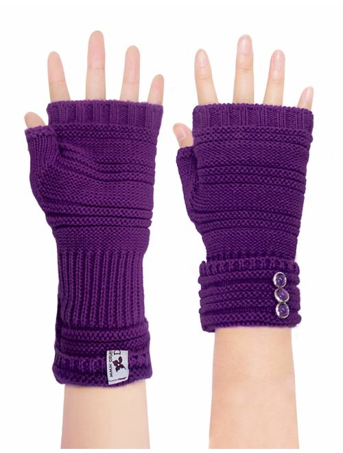 Dahlia Women's Knit Fingerless Gloves; Hand, Wrist, and Arm Warmers