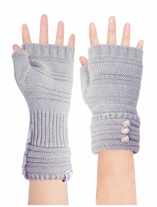 Dahlia Women's Knit Fingerless Gloves; Hand, Wrist, and Arm Warmers