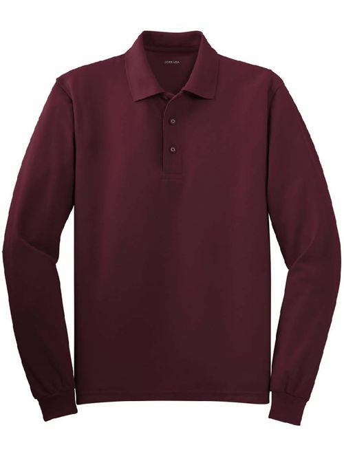 Joe's USA Mens Long Sleeve Polo Shirts in 10 Colors. Regular and Tall Sizes: XS-6XL