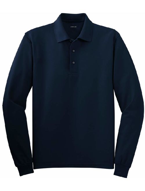 Joe's USA Mens Long Sleeve Polo Shirts in 10 Colors. Regular and Tall Sizes: XS-6XL