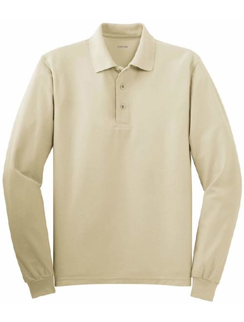 Joe's USA Mens Long Sleeve Polo Shirts in 10 Colors. Regular and Tall Sizes: XS-6XL