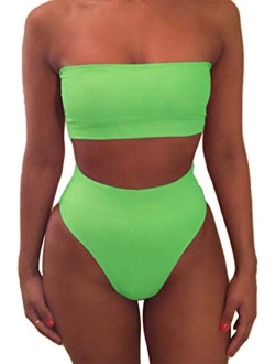 Pink Queen Women's Removable Strap Wrap Pad Cheeky High Waist Bikini Set Swimsuit