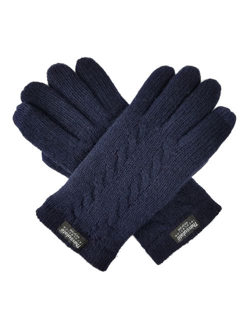 Bruceriver Ladie's Pure Wool Knit Gloves with Thinsulate Lining and Cable design