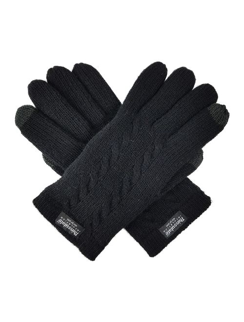 Bruceriver Ladie's Pure Wool Knit Gloves with Thinsulate Lining and Cable design