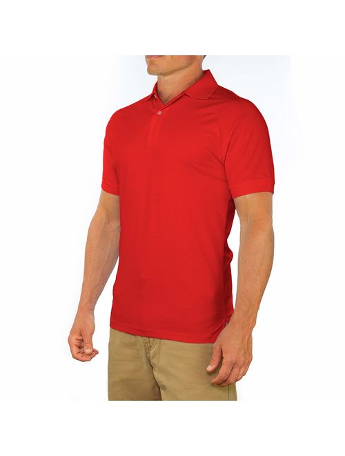 CC Perfect Slim Fit Polo Shirts for Men + Stretch | Breathable Sweat Wicking Short Sleeve Fitted Collared Mens Polo T Shirt