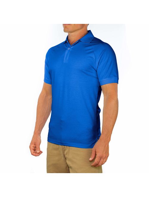 CC Perfect Slim Fit Polo Shirts for Men + Stretch | Breathable Sweat Wicking Short Sleeve Fitted Collared Mens Polo T Shirt