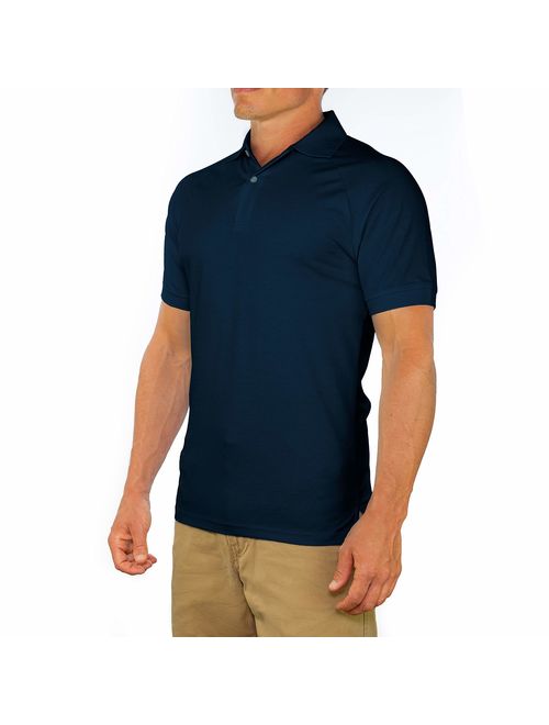 CC Perfect Slim Fit Polo Shirts for Men + Stretch | Breathable Sweat Wicking Short Sleeve Fitted Collared Mens Polo T Shirt