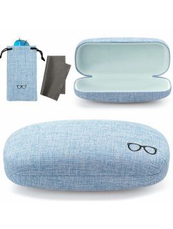 Vemiss Hard Shell Eyeglasses Case Linen Fabrics Large Sunglasses Case Concise