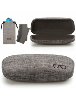 Vemiss Hard Shell Eyeglasses Case Linen Fabrics Large Sunglasses Case Concise