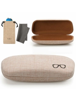 Vemiss Hard Shell Eyeglasses Case Linen Fabrics Large Sunglasses Case Concise