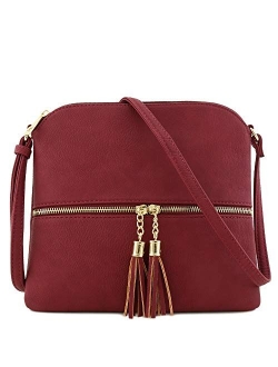 Lightweight Medium Crossbody Bag with Tassel