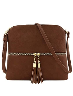 Lightweight Medium Crossbody Bag with Tassel