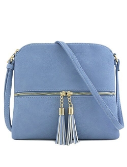 Lightweight Medium Crossbody Bag with Tassel