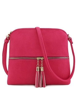 Lightweight Medium Crossbody Bag with Tassel