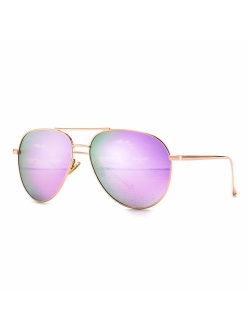 SUNGAIT Women's Lightweight Oversized Aviator Sunglasses - Mirrored Polarized Lens