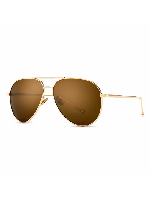 SUNGAIT Women's Lightweight Oversized Aviator Sunglasses - Mirrored Polarized Lens