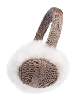 Kids Girls Winter Warm Faux Fur Plush Patterned Earwarmer Knitted Earmuffs