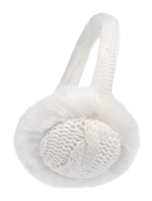 Kids Girls Winter Warm Faux Fur Plush Patterned Earwarmer Knitted Earmuffs