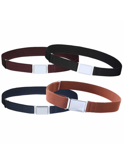 4PCS Kids Boys Adjustable Magnetic Belt - Elastic Belt with Easy Magnetic Buckle