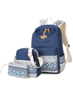 Goldwheat Canvas School Backpack Casual Laptop Bag Shoulder Bag for Teen Girls Boys