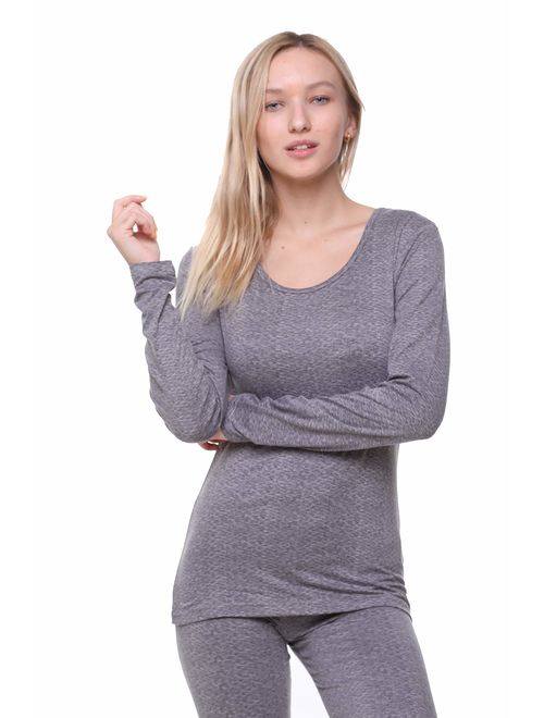 Women Thermal Underwear Top by Outland; Base Layer; Soft Lightweight Warm Fleece